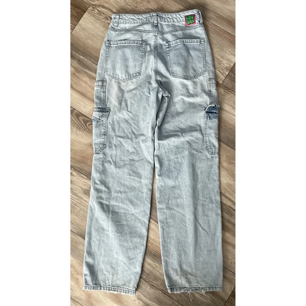 Empyre Womens Size 4 Tori Light Blue Wash Cargo Skate Pants Straight Baggy Jeans